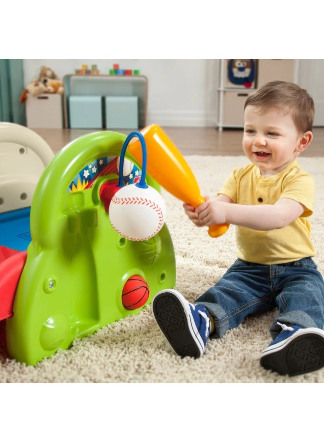 ستيب2 الرياضي الرائع للأطفال الصغار، يتضمن متسلقًا ومنزلقًا مع حلقة كرة سلة ومضرب وكرة، لعبة لعب نشطة داخلية وخارجية، مناسبة للأولاد والبنات من عمر 12 شهرًا فما فوق - Image 5